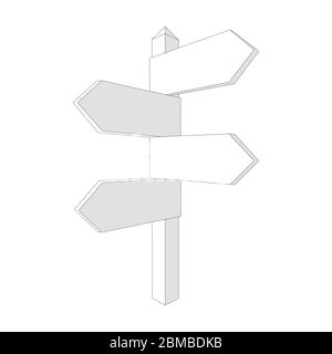 Vector Blank Direction Signpost Sign Arrow Icon Isolated on white Background Stock Vector