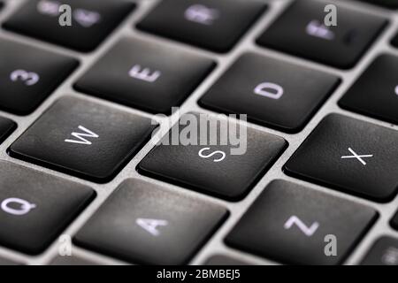 black color Computer keyboard macro closeup view Stock Photo