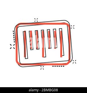 Barcode icon in comic style. Product distribution cartoon vector illustration on white isolated background. Bar code splash effect business concept. Stock Vector