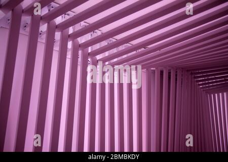 Pink iron artwork with optical illusion Stock Photo