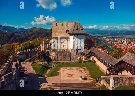 Medieval old castle in Celje city, Slovenia. Travel outdoor touristic background Stock Photo