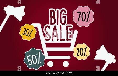 Big Sale. Special offer price sign. Advertising Discounts symbol. Big sale discount banner or poster. Template for big sale, special offer. Vector Stock Vector