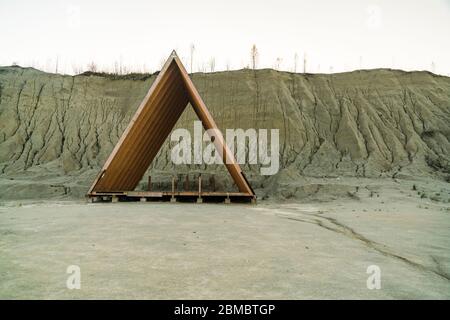 Installation Rummu quarry by the soviet underwater prison Stock Photo