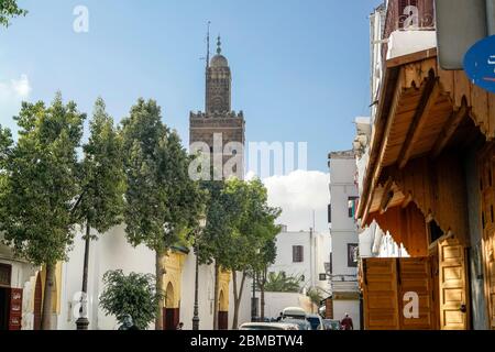 Medina in Casablanca iwth historic grand mosque Stock Photo