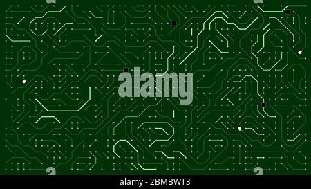 Circuits and microchips on a motherboard processor in a modern computer Stock Photo