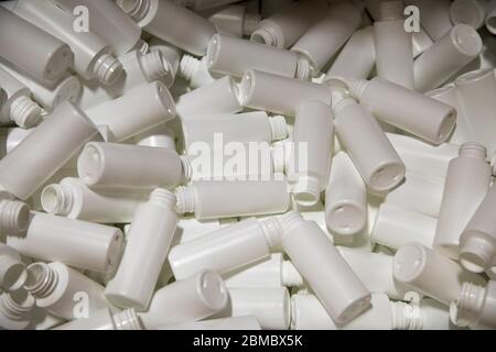 empty bottles before being filled in sanitizer factory Stock Photo