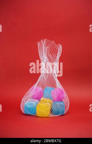 Multi-colored ice cubes for cooling drinks Stock Photo