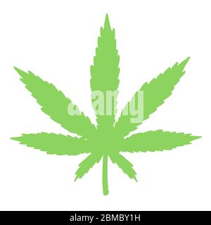 Marijuana leaf drawing. Simple cannabis symbol vector. Stock Vector