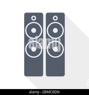 Set of music speakers, loudspeaker flat design vector icon Stock Vector