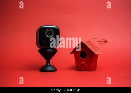 Portable security camera for home security. CCTV camera Stock Photo