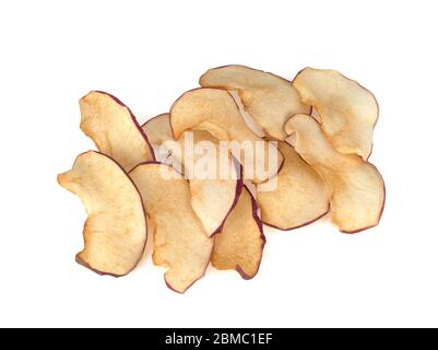 dried apples, apple chips on white background Stock Photo