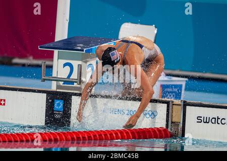 Amanda Beard (USA) competing in the  Women's 100 metre breaststroke final at the 2004 Olympic Summer Games, Athens. Stock Photo