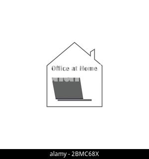 Remote work - flat vector icon. Office at home Stock Vector