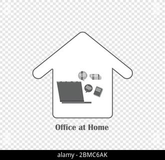 Remote work - flat vector icon. Work freelance, online work. Self-isolation and work from home Stock Vector