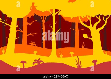 Summer forest background. Colorful forest vector illustration. Stock Vector