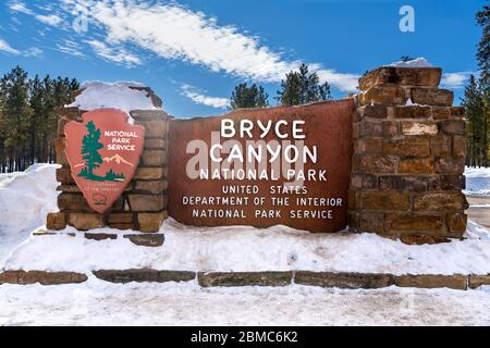 Entrance to Bryce Canyon National Park, Utah, USA Stock Photo