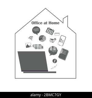 Remote work - flat vector icon. Work freelance, online work Stock Vector