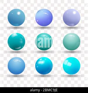 Blue pearl balls set Isolated on white background Stock Vector