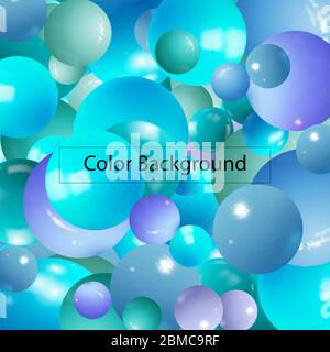 abstract pattern with glass blue balls or precious pearls. Glossy realistic ball. 3d vector illustration Stock Vector