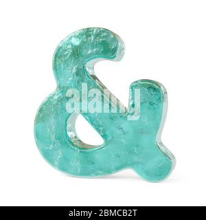 Realistic icy ampersand symbol isolated on a white background. 3d image Stock Photo