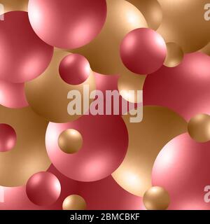 Colored balls background. Vector eps 10. 3d gold and pink balls Stock Vector
