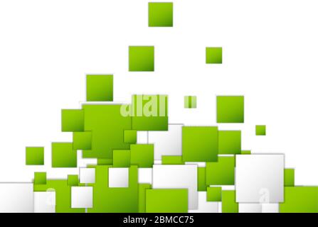 modern template green and gray geometric square pattern overlay on white background with space for your text. Vector illustration Stock Vector