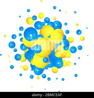 Vector illustration with multicolored bubbles. balls or spheres. Blue and yellow balls Stock Vector