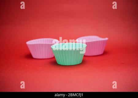 Cupcake baking tins Stock Photo