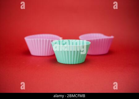 Cupcake baking tins Stock Photo