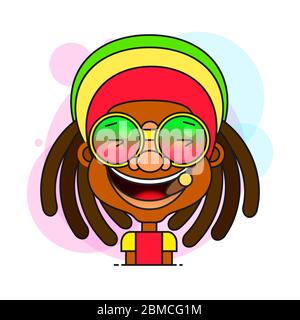 Man With Dreadlocks Hairstyle For Rastafarian And Reggae Theme Vector Illustration Suitable For Greeting Card, Poster Or T-shirt Printing. Stock Vector