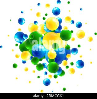 Vector illustration with multicolored bubbles. balls or spheres. Stock Vector