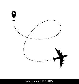 Plane path with geotag and dashed route. Black silhouette isolated on white background. Vector illustration Stock Vector Image & Art - Alamy Plane path with geotag and dashed route. Black silhouette isolated on white background. Vector illustration Stock Vector Image & Art - Alamy