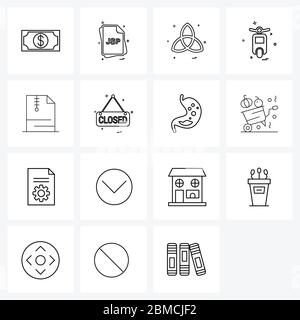 Universal Symbols of 16 Modern Line Icons of scooter, js, transport, religious Vector Illustration Stock Vector
