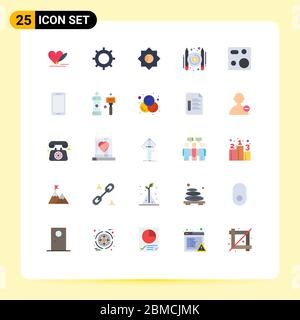 Modern Set of 25 Flat Colors Pictograph of electronics, cooking, basic, writer, paid Editable Vector Design Elements Stock Vector