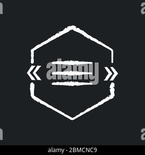 Textbox with angle quotes chalk white icon on black background. Empty hexagonal box for direct speech. Blank dialogue bubble with quotation marks. Iso Stock Vector