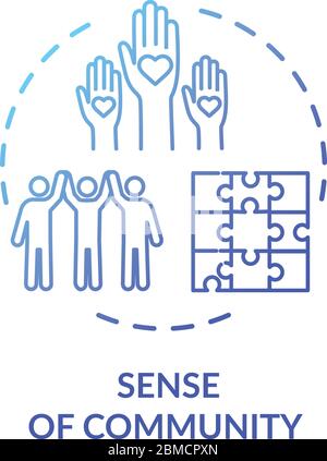Sense of community blue concept icon. Diverse people collaboration. Society support. Multicultural group unity idea thin line illustration. Vector iso Stock Vector