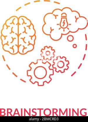 Brainstorming concept icon. Problem solving, inventive thinking idea thin line illustration. Creative ideas generation, opportunities search. Vector i Stock Vector