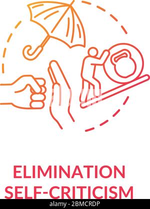 Self criticism elimination concept icon. Personal growth, attitude improvement idea thin line illustration. Overcoming personal insecurities. Vector i Stock Vector