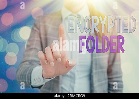 Handwriting text writing Encrypted Folder. Conceptual photo protect confidential data from attackers with access Stock Photo