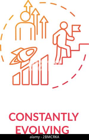 Constant evolving concept icon. Personal growth, self improvement idea thin line illustration. Self betterment, training, skills development. Vector i Stock Vector
