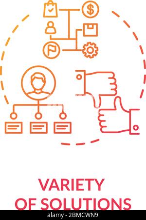 Variety of solutions concept icon. Creative thinking, problem solving idea thin line illustration. Finding different solution, self growth. Vector iso Stock Vector
