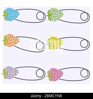 Baby safety pin with colorfull strewberry vector Stock Vector