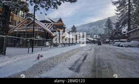 Street view of the town of Heavenly on lake Tahoe Stock Photo