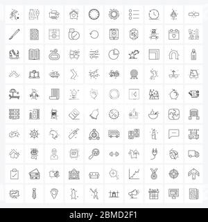 Simple Set of 100 Line Icons such as meal, building, printer, house, home Vector Illustration Stock Vector