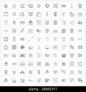Set of 100 Simple Line Icons for Web and Print such as target, communication, biology, internet, romantic Vector Illustration Stock Vector