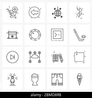 16 Universal Line Icons for Web and Mobile hospital, arrow, arrow, entertainment Vector Illustration Stock Vector