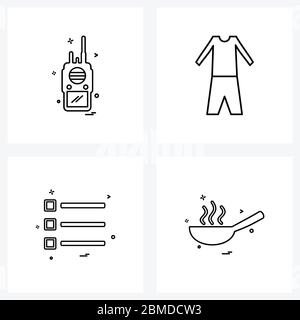 Set of 4 Simple Line Icons of cordless; ui; wireless; cloths; setting Vector Illustration Stock Vector