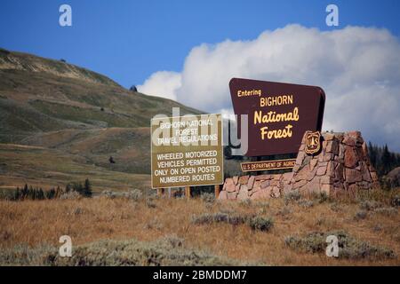 Welcome to the beautiful Bighorn National Forest Stock Photo