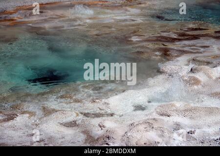 Blue spring basins in Yellowstone National Park Stock Photo