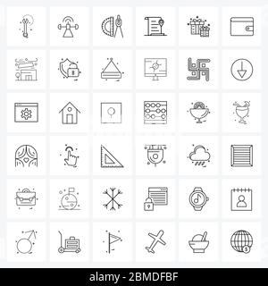 36 Editable Vector Line Icons and Modern Symbols of surprise, gift box, d scale, transport, location Vector Illustration Stock Vector